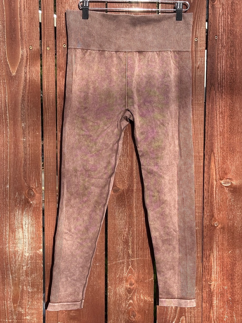 Juniors High-Waist Rib-Detail Leggings - Mauve Brown size L 11-13